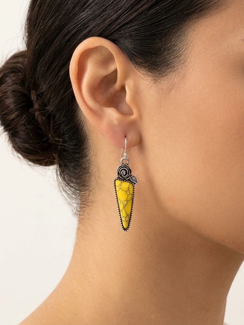 Yellow Stone Dangle Earrings